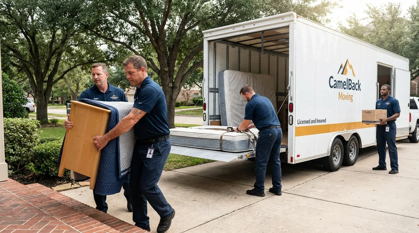 Crew loading residential truck for cross-state move from Barnsdall, OK