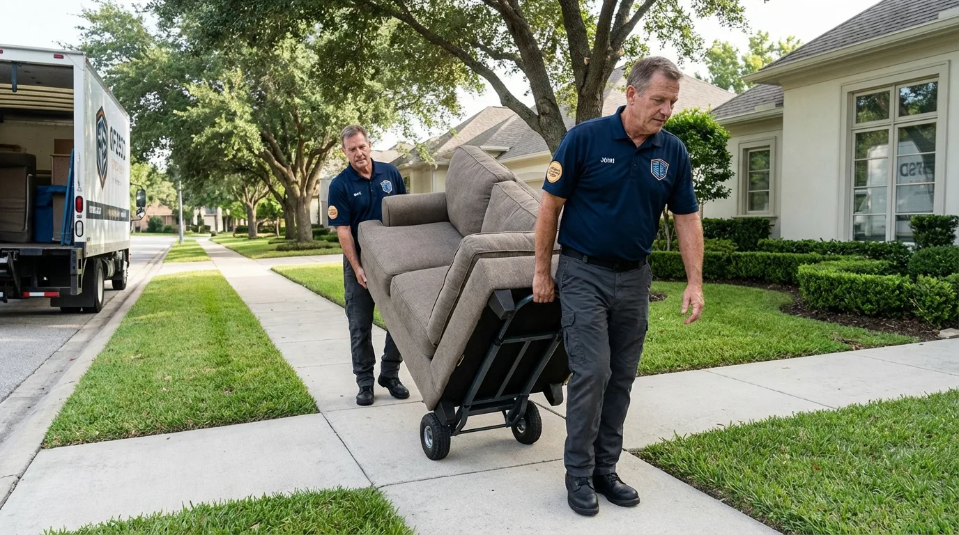 Local residential moving crew loading furniture in Barnsdall, OK