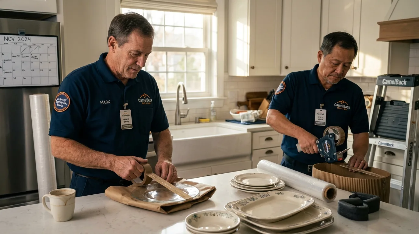 Professional crew packing kitchen dishware in Barnsdall, OK